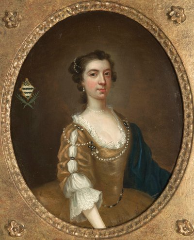 One of a pair of portraits of two sisters of the Moult family of Nottinghamshire by Arthur Devis